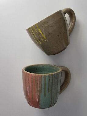 Set Of 2 Artist Handmade Ceramic Glaze Mugs - SO unique